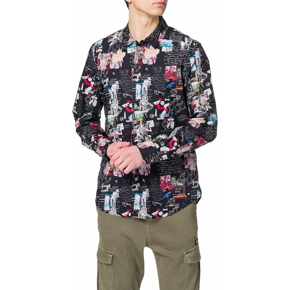 Desigual Slim XXL Abelardo Collage illustrated button-down shirt (M2)